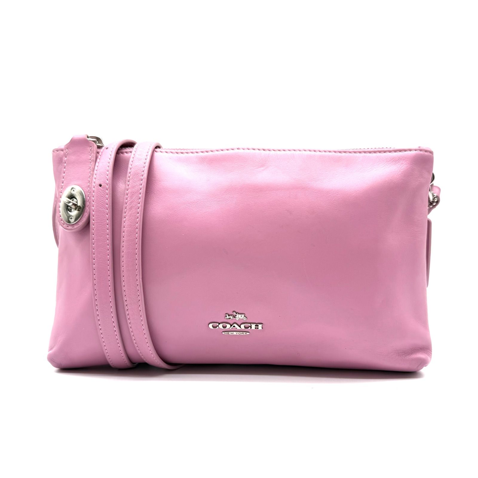 COACH y2k pink leather shoulder bag crossbody double pocket コーチ 