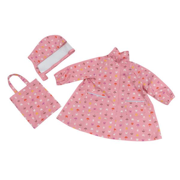 familiar / ファミリア ◆レインコート 総柄 ピンク　90ｃｍ 子供用品【中古】