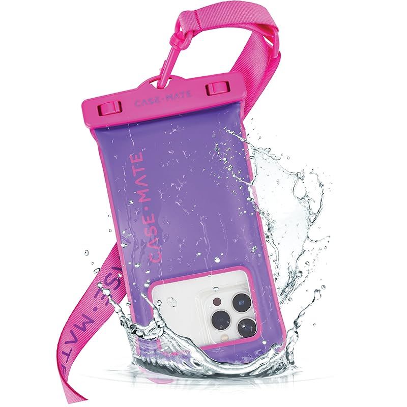 【新品】 【Case-Mate】 IP68 (防塵防水規格最高等級) スマホ 防水ポーチ 防水ケース 1個 〔最大 6.7 インチ スマートフォン対応〕 パープル・ピンク Waterproof Floating Pouch - Purple/Fuchsia -