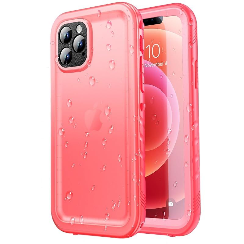 【新品】 SPORTLINK iPhone 12 Pro Max 用 防水ケース iPhone 12 Pro Max 用 ケース IP68防水等級 防雪 防塵 耐衝撃 360°全面保護 QI充電 フェイスID 認証対応 操作便利 超薄型 ストラップ付き 雨の日
