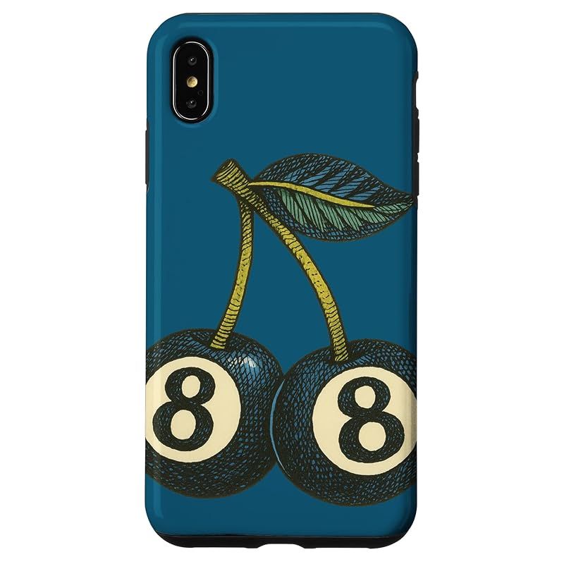 【新品】 さくらんぼとボール8個 レトロラッキープールデザイン スマホケース iPhone XS Max 用