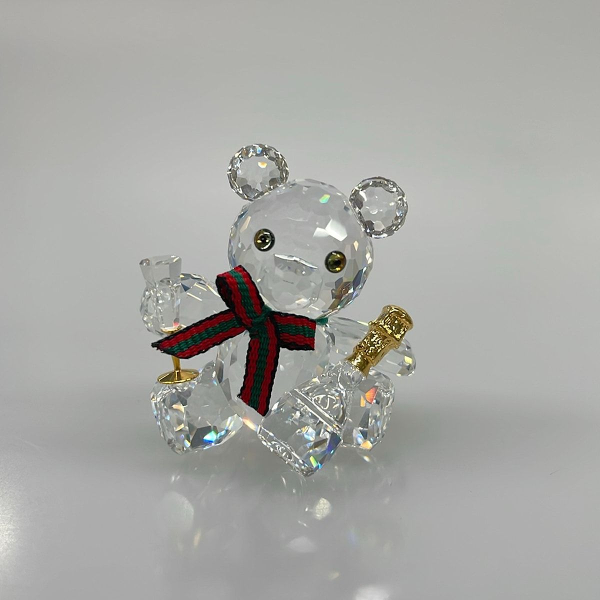 SWAROVSKI(スワロフスキー) 小物美品 - クリア 置物/クマ/シャンパン 
