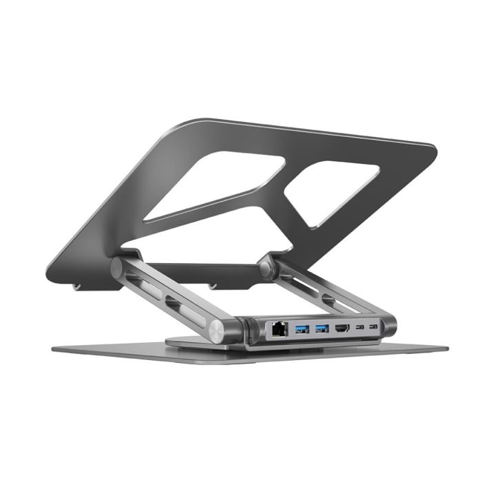 【新品・2営業日で発送】Unitek 360° Rotating Laptop Stand with Hub(2xUSB3.0 + HDMI2.0 + Gigabit Ethernet + PD100W)(D1109A)