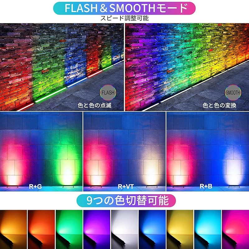 MEIKEE 42W RGB ライト 投光器 フラッドライト 高輝度 マルチカラー 調