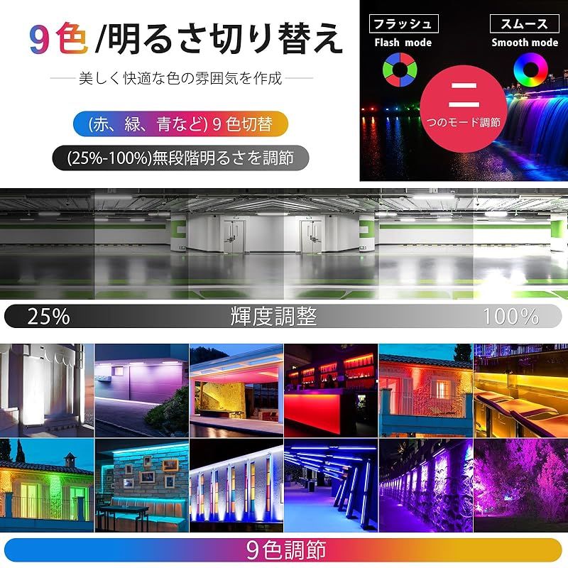 MEIKEE 42W RGB ライト 投光器 フラッドライト 高輝度 マルチカラー 調