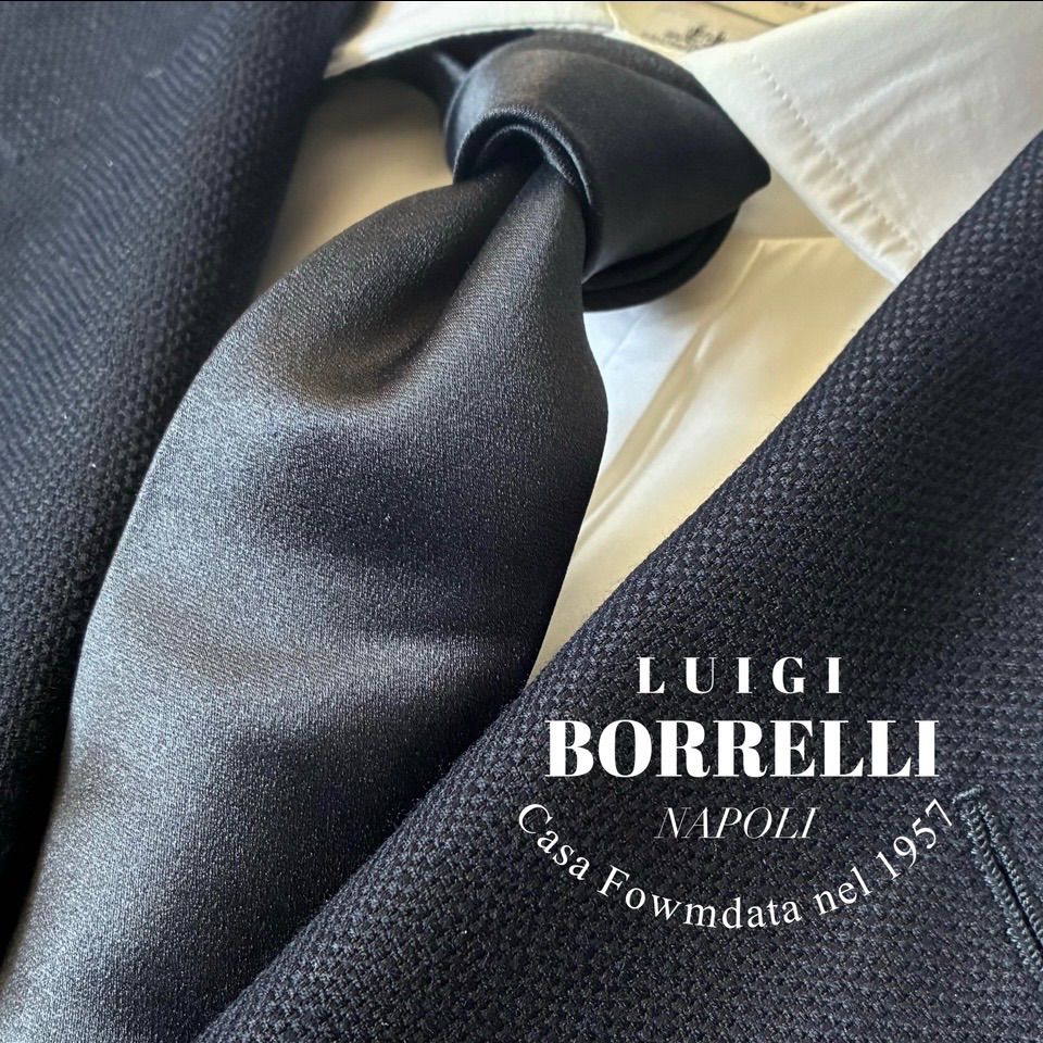 LUIGI BORRELLI / 3つ折り シルク サテン ソリッド ネクタイ