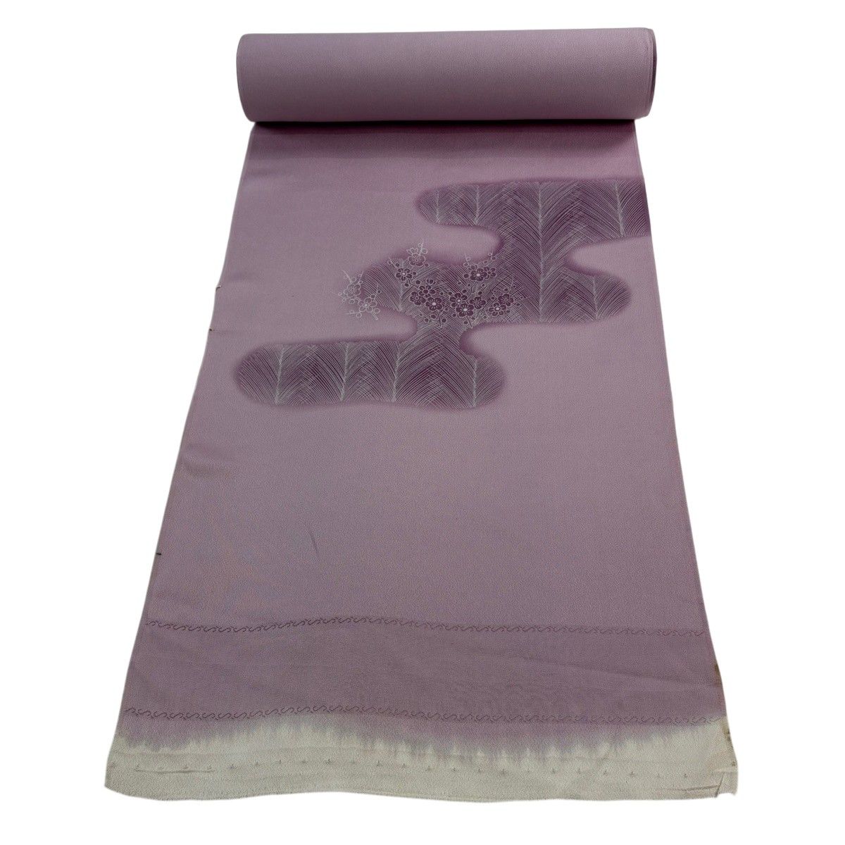 反物 秀品 付下げ 梅 ヱ霞 薄紫 正絹 【中古】