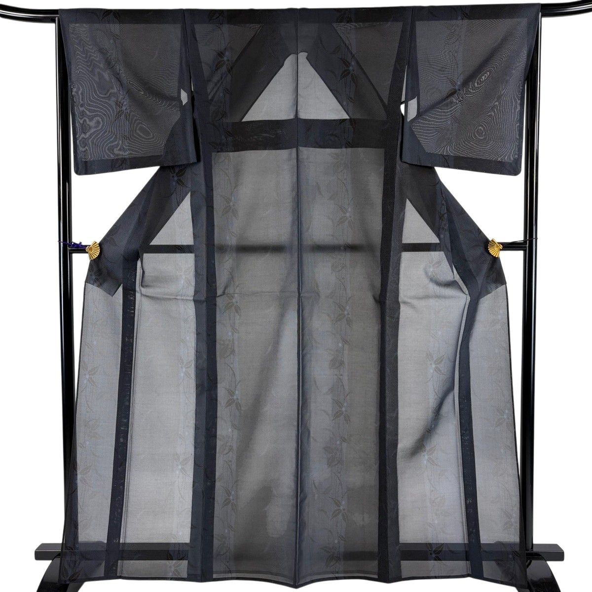 【美品】 紬 身丈166cm 裄丈66cm M 薄物 夏紬 葉と実 紺色 正絹 名品 【中古】 15,696円