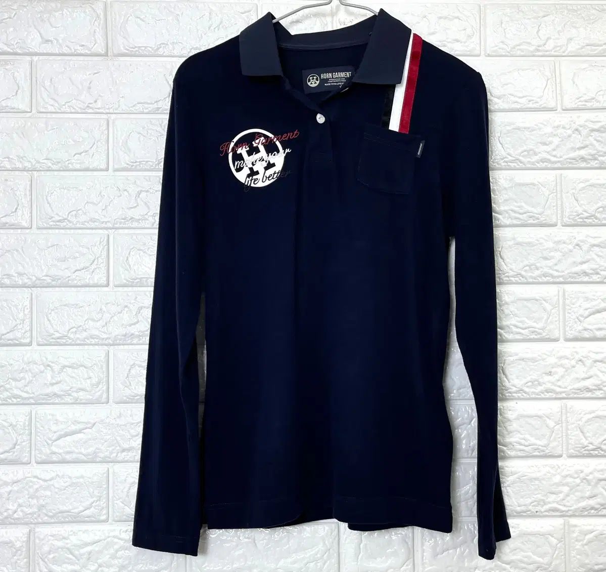 혼가먼트 レディース ネイビー ロング ゴルフ カラーTシャツ M