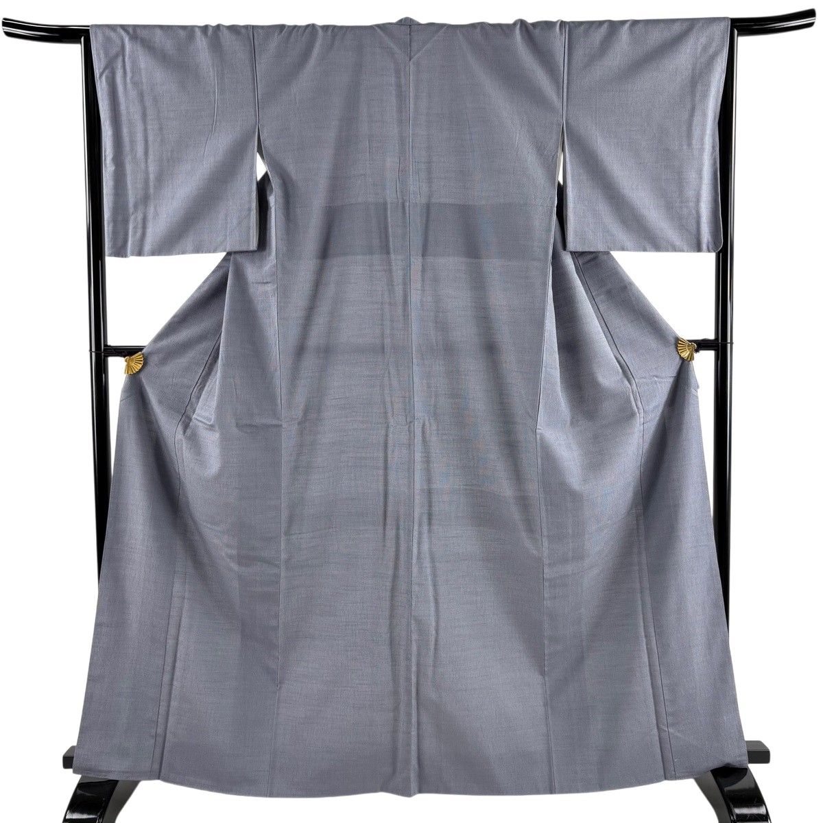 【美品】 紬 身丈165cm 裄丈66cm M 袷 落款 証紙 縞 灰紫 正絹 秀品 【中古】