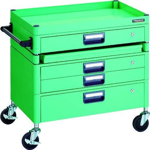 【新品・2営業日で発送】TRUSCO トラスコ中山 TRUSCO フェニックスワゴン 省音 750X500 H740 引出付 スライド1段 YG色