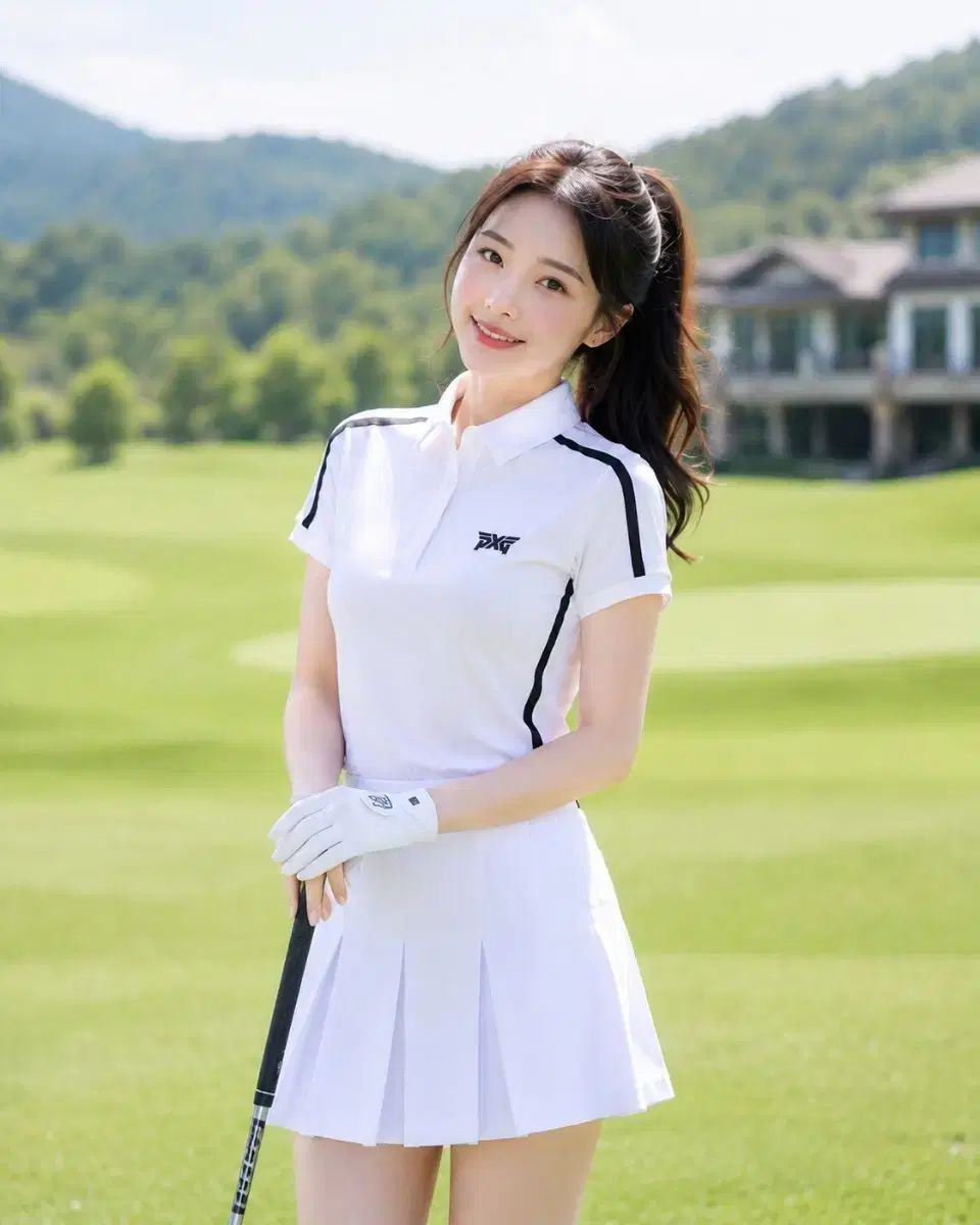 韓国国内正規品 PXG ゴルフ レディース ストライプ バイカラー 半袖 KARA（カラ） Tシャツ M(88)