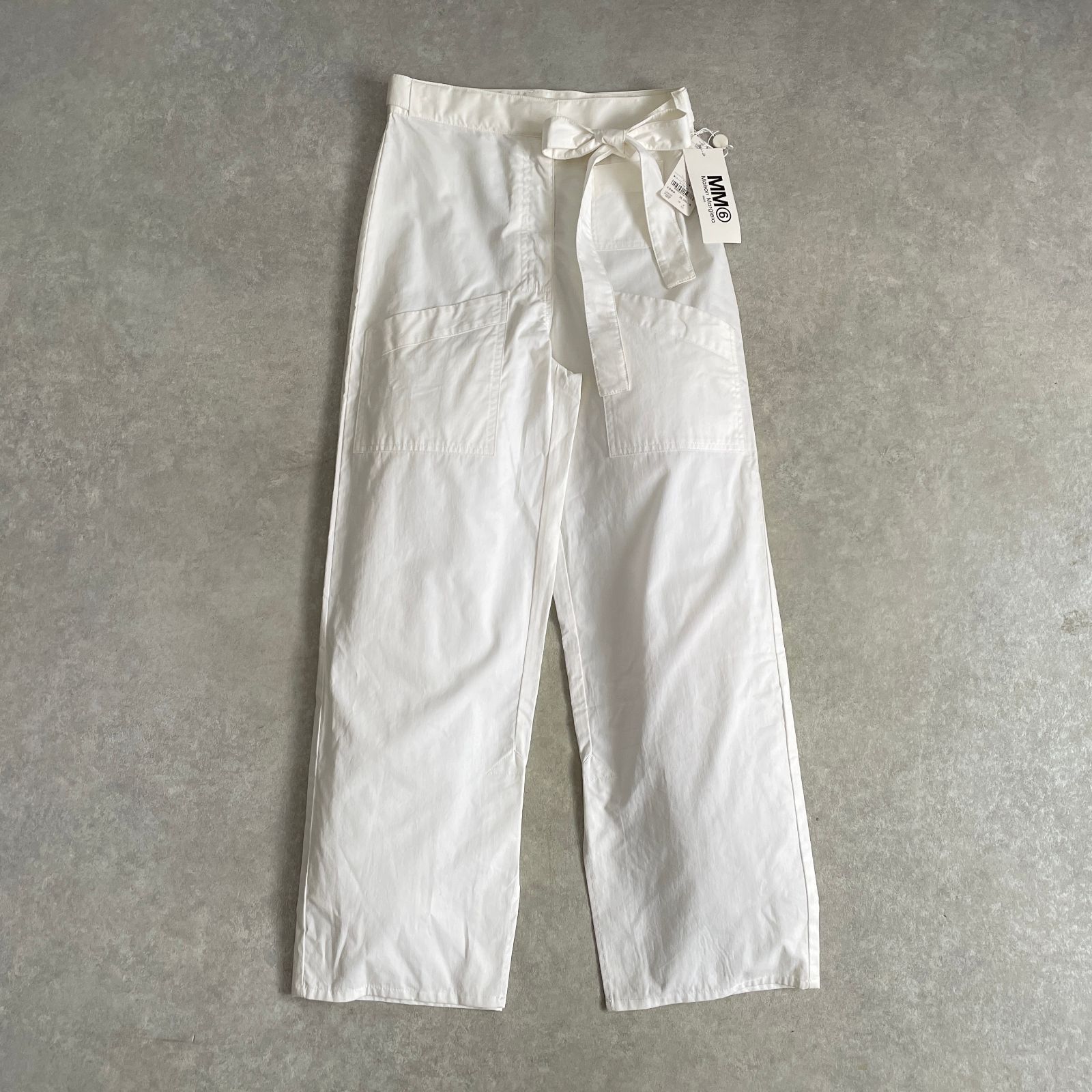 新品 定価4.1万 MM6 Maison Margiela コットンパンツ フロントリボン