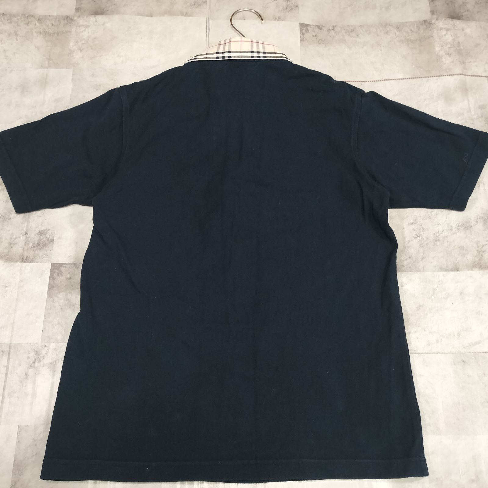 BURBERRY LONDON ノバチェック襟 ポロシャツ Lサイズ ブラック 黒色