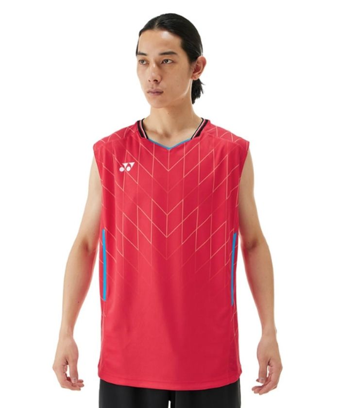 【新品・5営業日で発送】YONEX ヨネックス メンズゲームシャツ(ノースリーブ) (10699) 色 : ジャパンレッド サイズ : SS