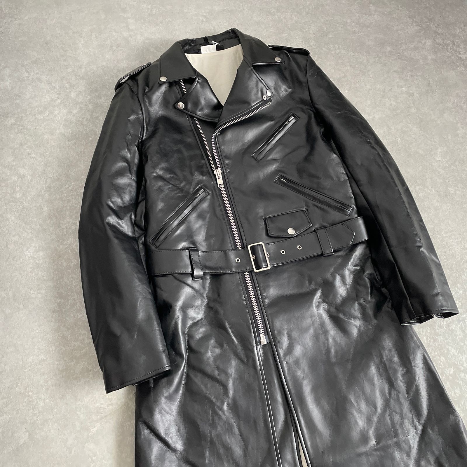 BALCK COMME des GARCONS ダブル ライダースコート PUレザー ブラック