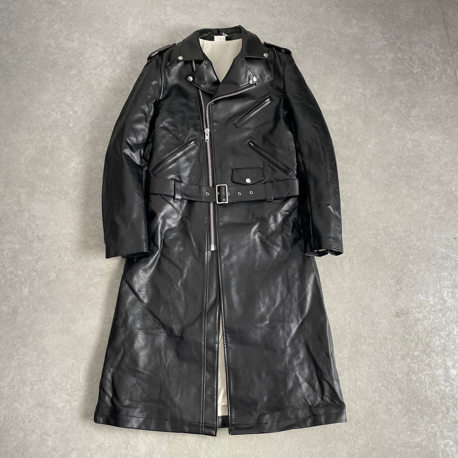 BALCK COMME des GARCONS ダブル ライダースコート PUレザー ブラック