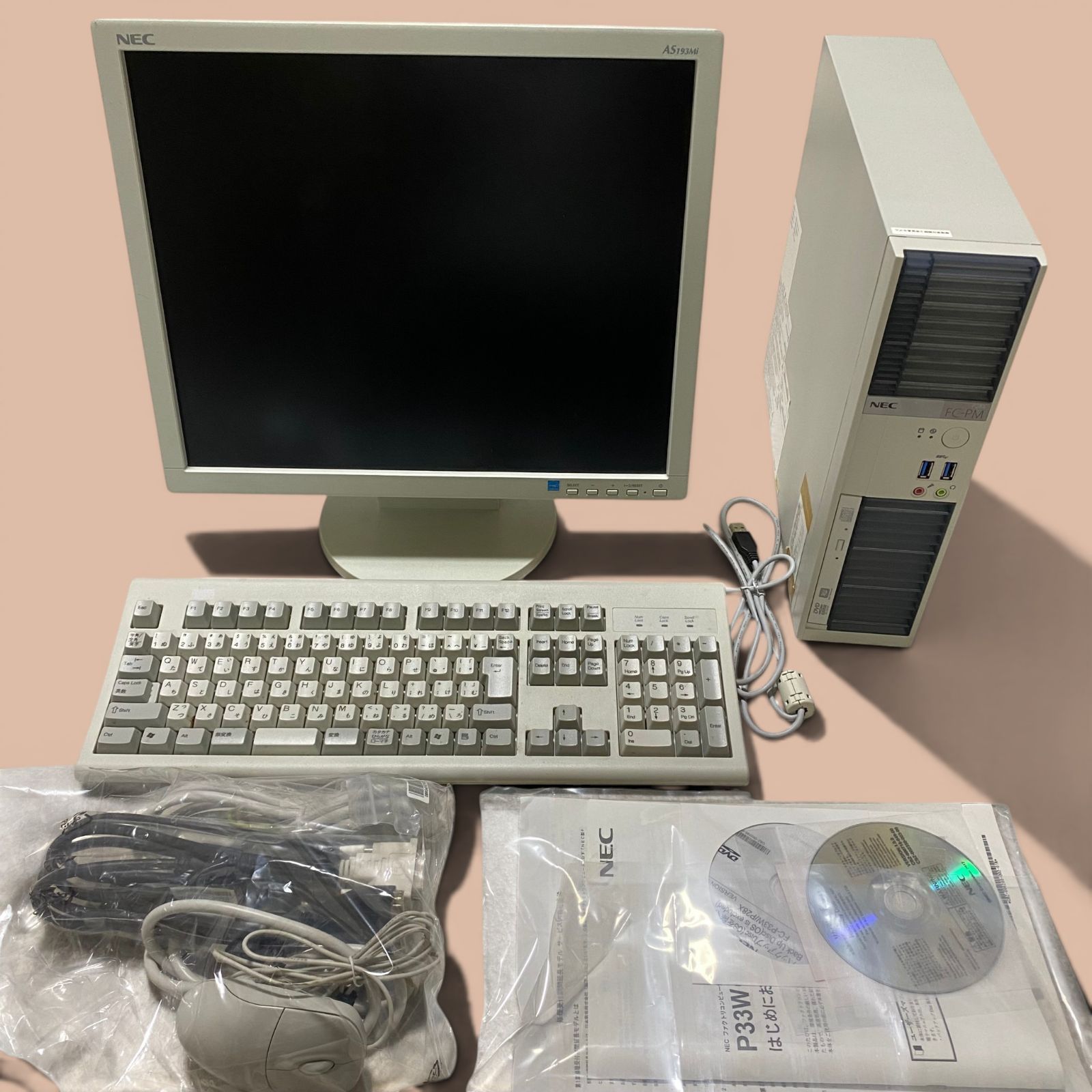 DK-009 PC3 動作品 NEC製 FC-P28X FC98-NXシリーズ ファクトリーコンピューター パソコン ミニター キーボード マウス セット