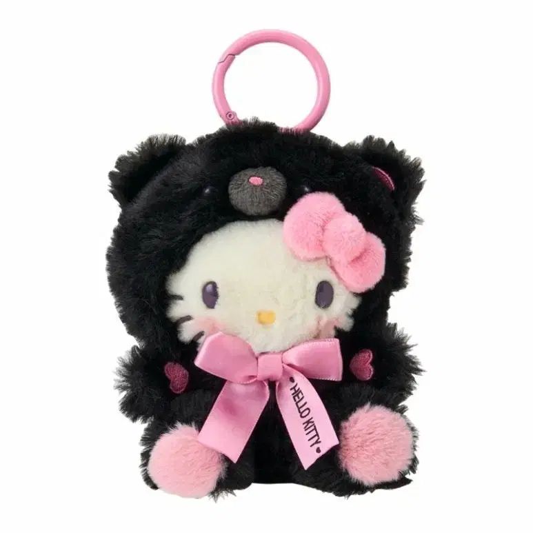 日本正規品 ブラック ANIMALシリーズ HELLO KITTYマスコット ぬいぐるみ キーホルダー
