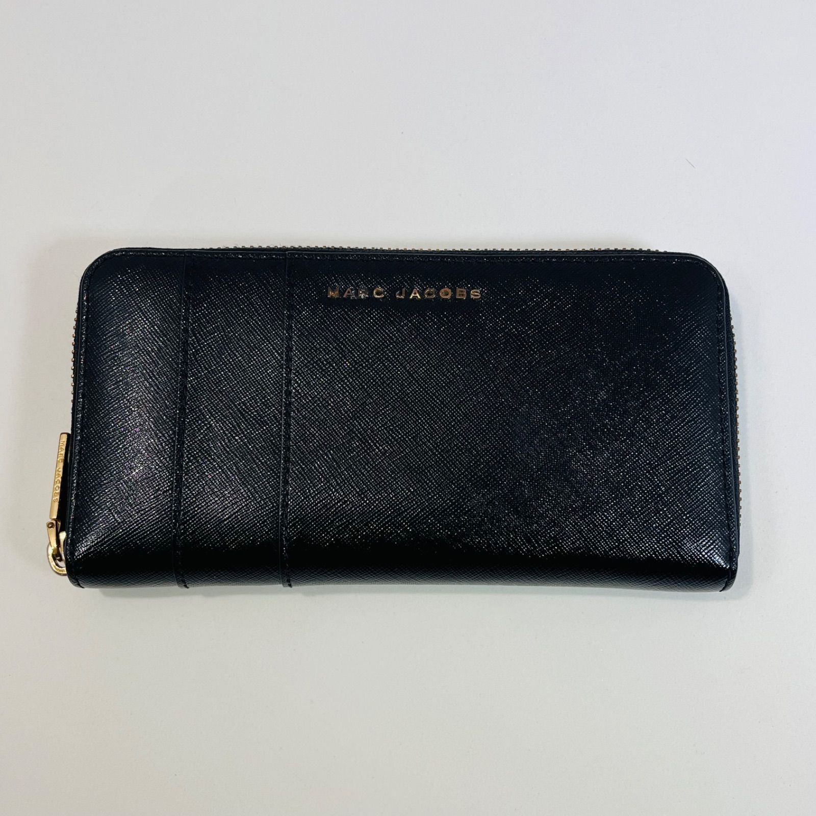 マークジェイコブス 長財布 黒 レザー ゴールド金具 ラウンド