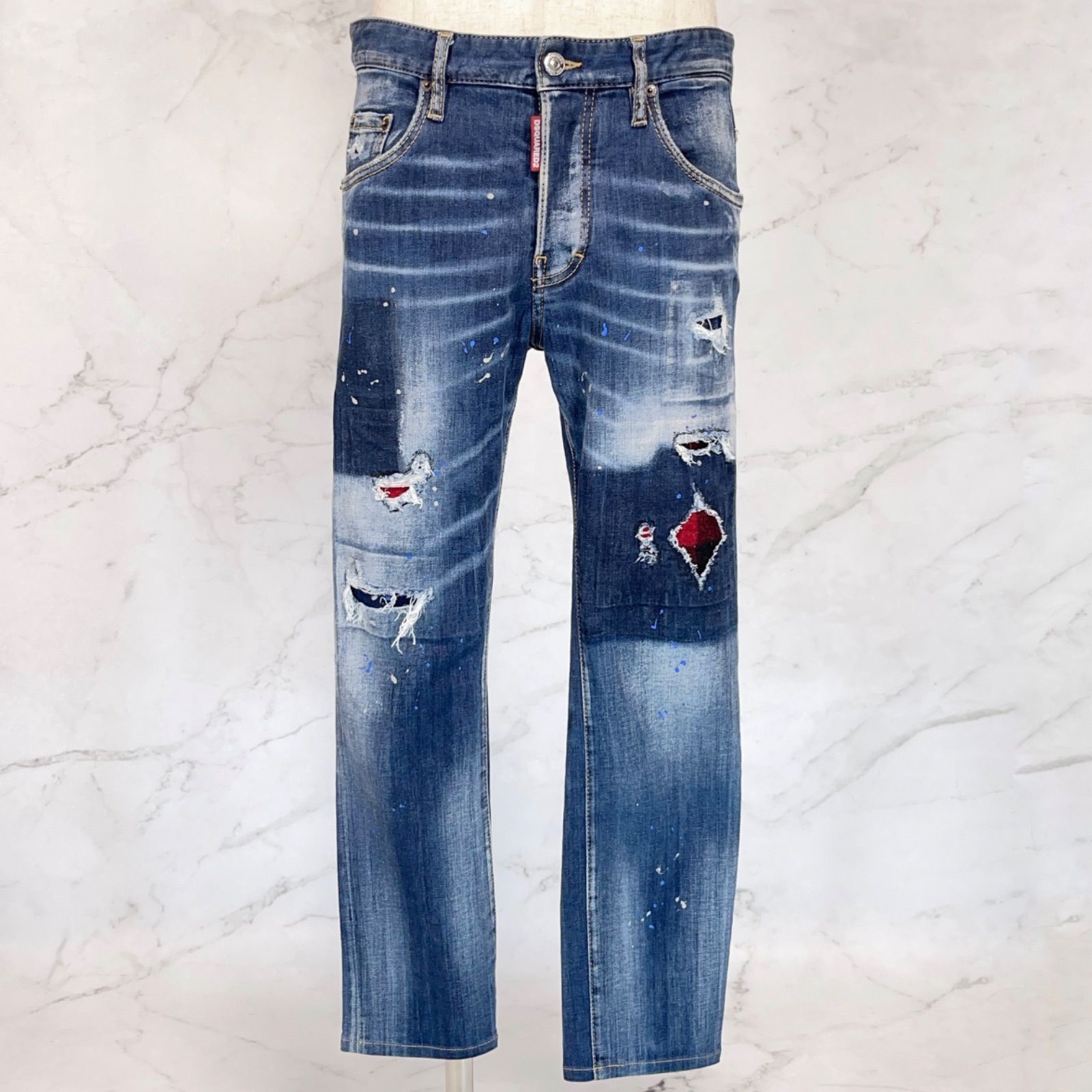DSQUARED2　ディースクエアード　SKATER JEAN スケーター　ジーンズ　スキニー　デニムパンツ　ジーンズ　ジーパン　イタリア製　クラッシュ　ペイント ストレッチ　S71LB0838 44サイズ