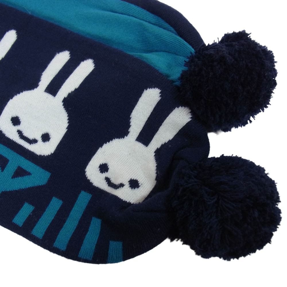 キューン CUNE ウサギ柄 ニット マフラー ネイビー系【中古】 - メルカリ