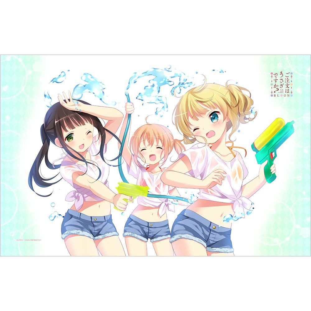 『ご注文はうさぎですか? BLOOM』タオルケット (ココア&千夜&シャロ/水遊び)