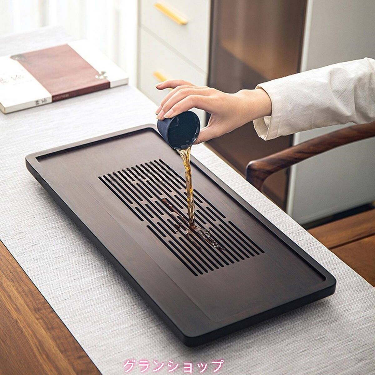 中国 式 茶道具 茶盆 茶台 竹製 長方形 ティートレー お茶 茶器 排水式茶盤 貯水式 茶盤 茶道 中国茶器 茶台 大容量 お手入れしやすい