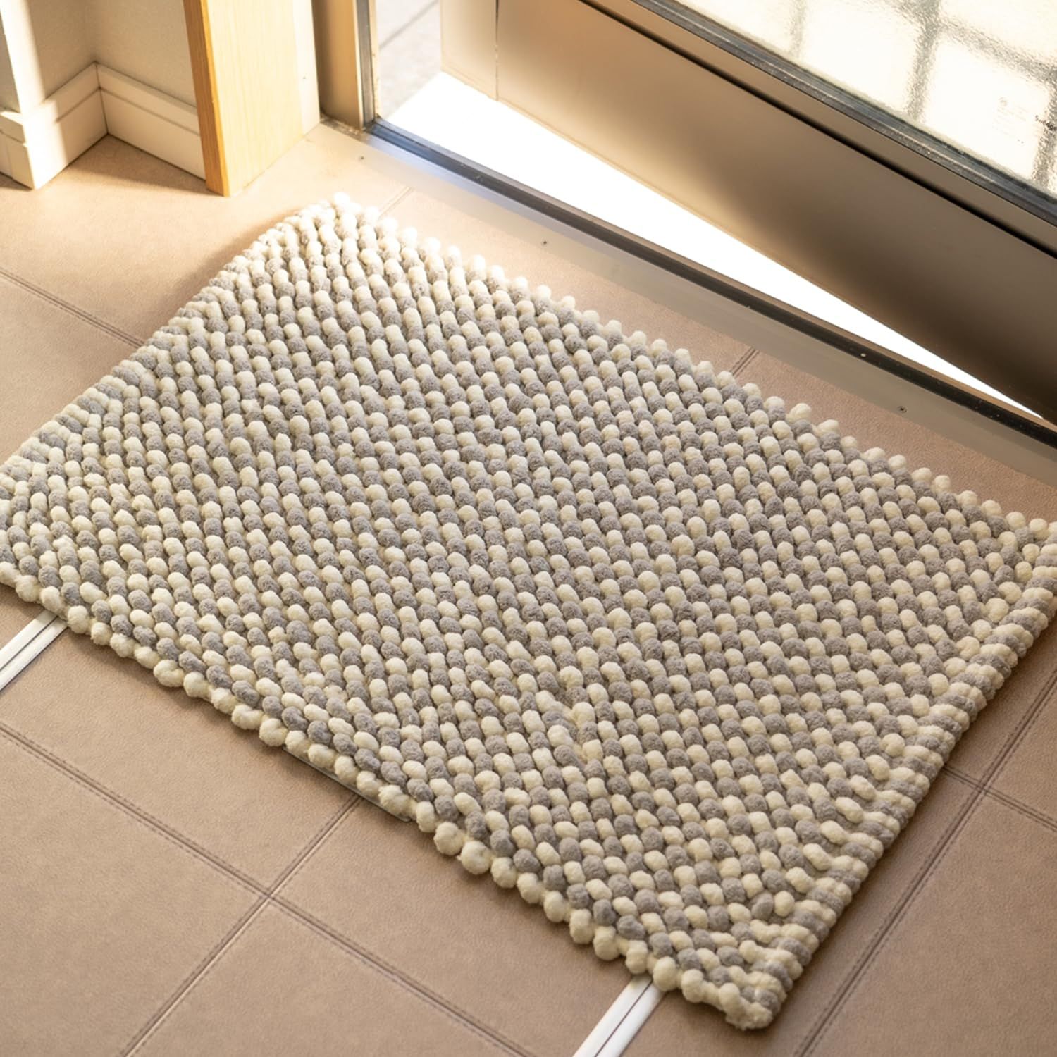 新品 イケヒコ バスマット 洗える 吸水 チェスター 約50×75cm グレー 手織り 綿混 吸水マット ボリューム ぽこぽこ 北欧 おしゃれ #1302480130501