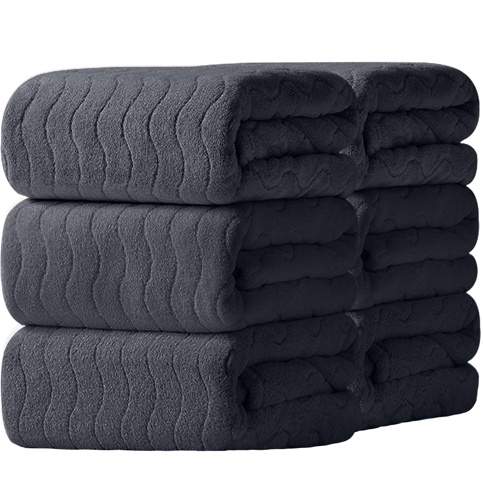 新品 バスタオル ふわふわ [Cozyone 6枚セット] ホテル仕様 マイクロファイバー 大判 厚手 速乾 瞬間吸水 肌触り お風呂上がり耐久性 バス用品（ダークグレー）