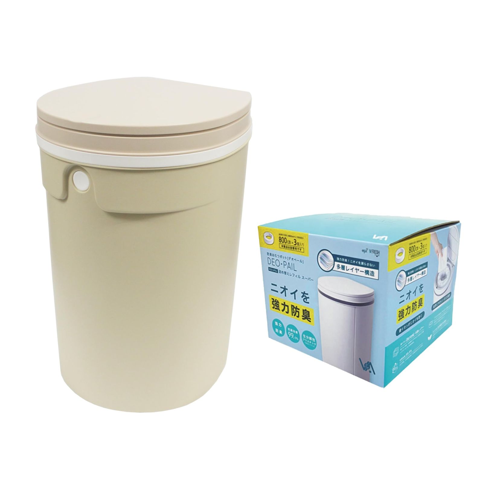 新品 おむつ処理用ゴミ箱 おむつ処理ポット DEO・PAIL(デオペール) ミニ 12L カセット1個付 防臭 消臭 抗菌 ベビー 介護用+多層強力防臭カセット3個セット モカ
