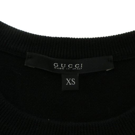 グッチ GUCCI ワンピース 半袖 ひざ丈 ロゴ XS 黒 ブラック /XZ □GY17