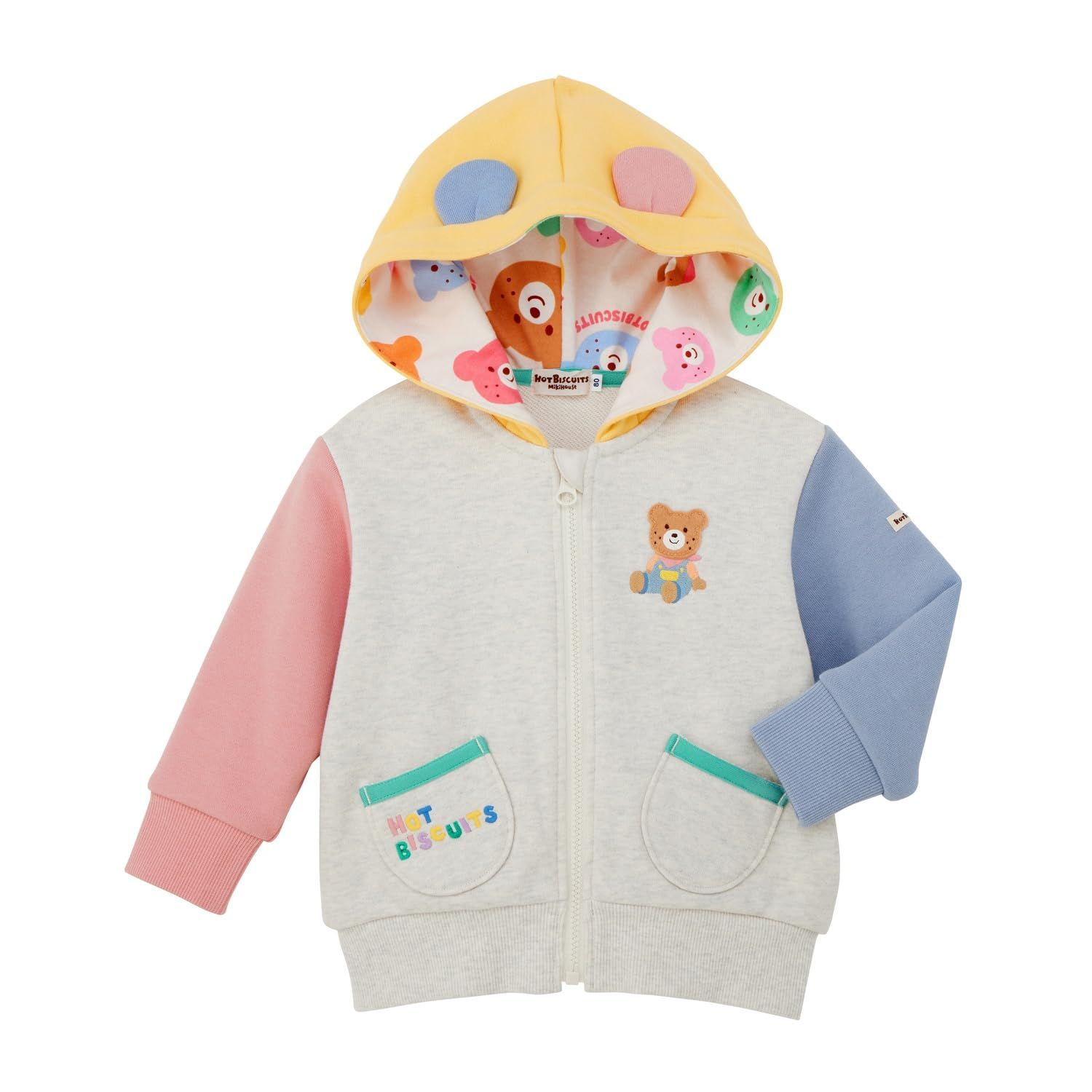 新品 [MIKIHOUSE HOT BISCUITS] [ミキハウス ホットビスケッツ] パーカー 男の子 女の子 ベビー キッズ 子供服 グレー 100cm 73-3701-146