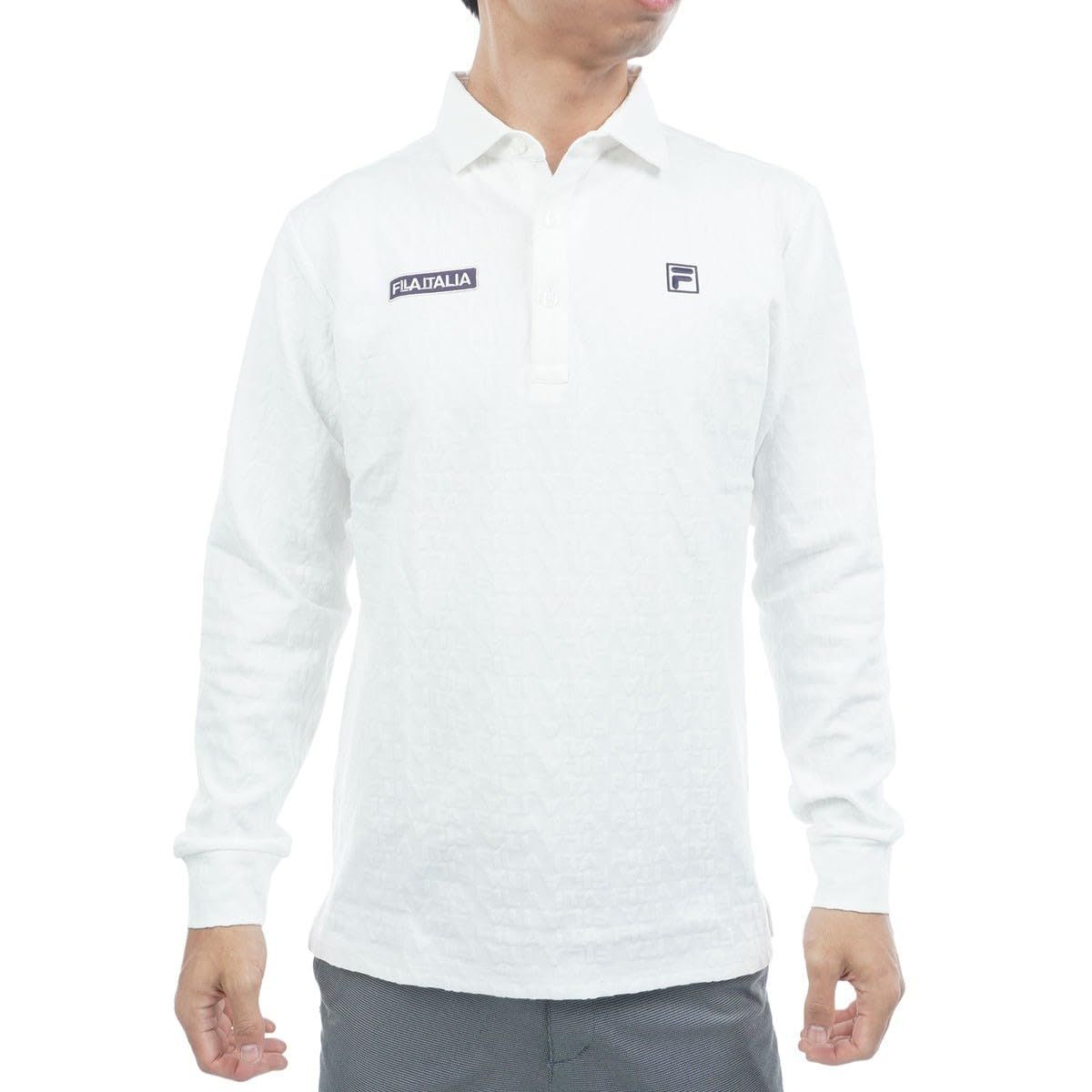 新品 FILA GOLF フィラゴルフ ゴルフウェア ワンポイント ロゴ 長袖 UVカット ジャガード ポロシャツ 785501