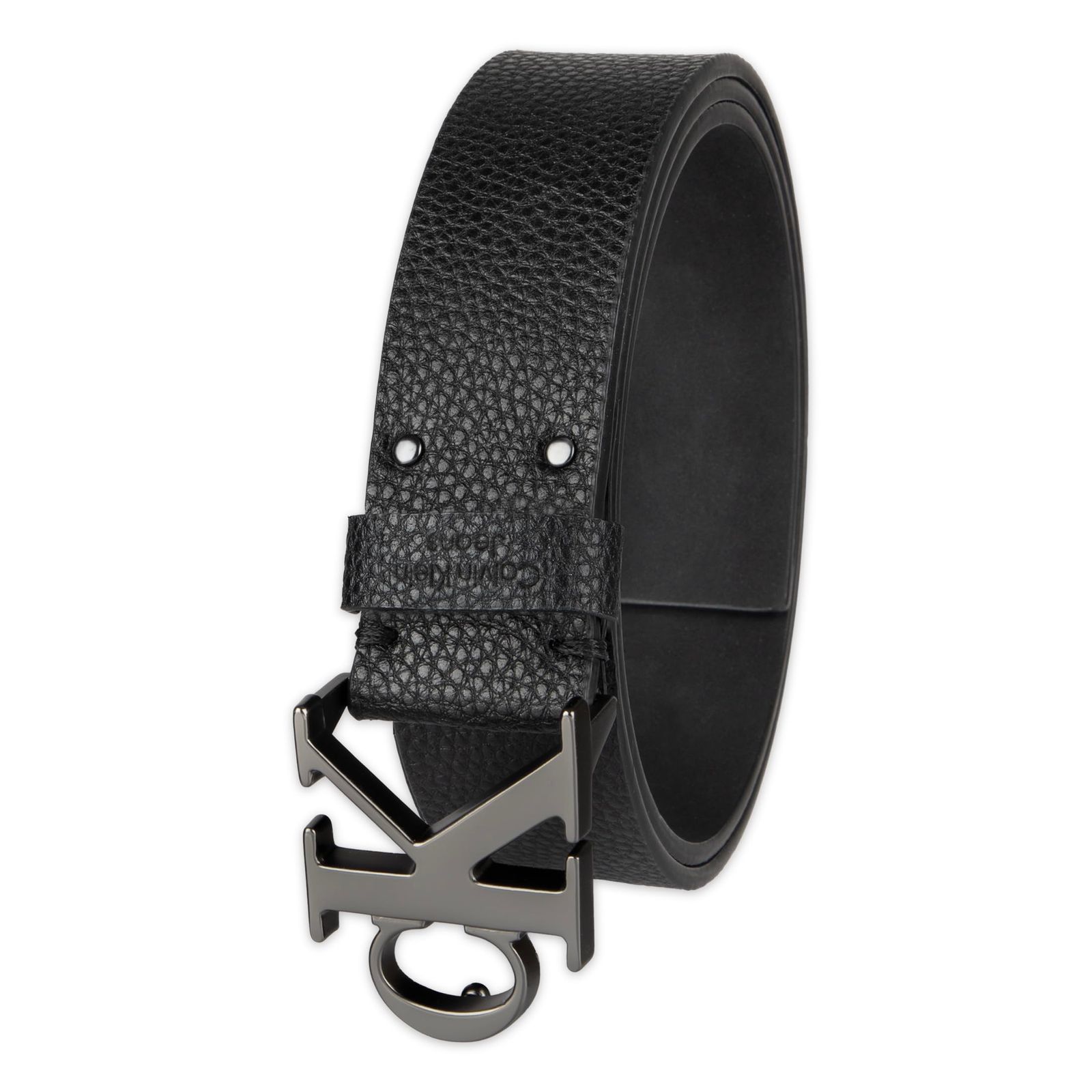 新品 Calvin Klein メンズ モノグラムバックルベルト ロゴブラック Medium (34-36)