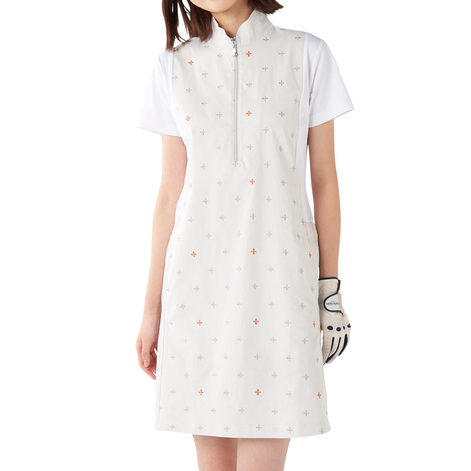 新品 マリ・クレール 花刺繍ワンピース レディース 715454 LGY M