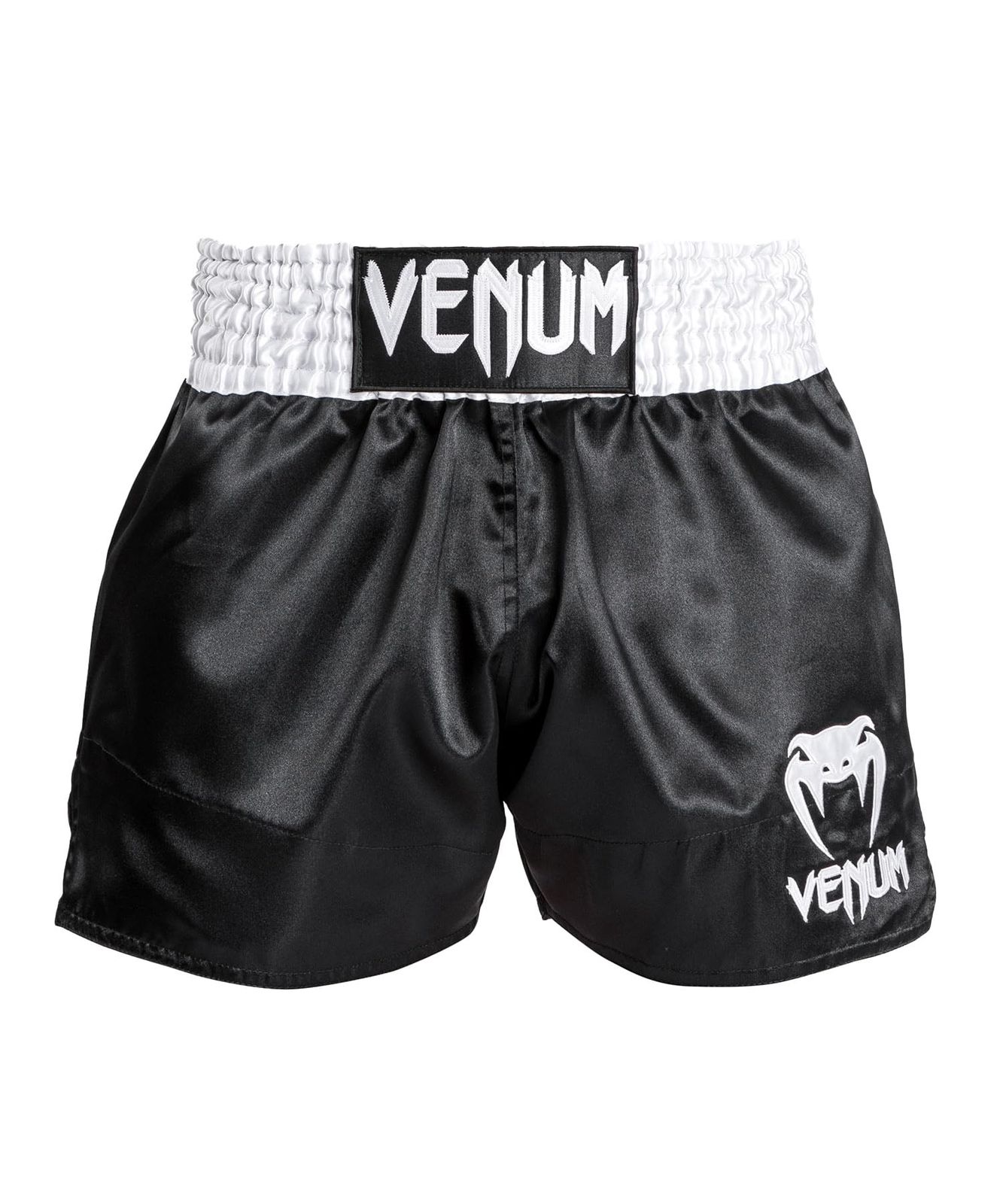 新品 VENUM ムエタイトランクス MUAY THAI SHORTS CLASSIC //ヴェナム ベナム キックパンツ ボクシング トランクス スポーツウェア トレーニング 格闘技 (ブラック×ホワイト×ホワイト Large)