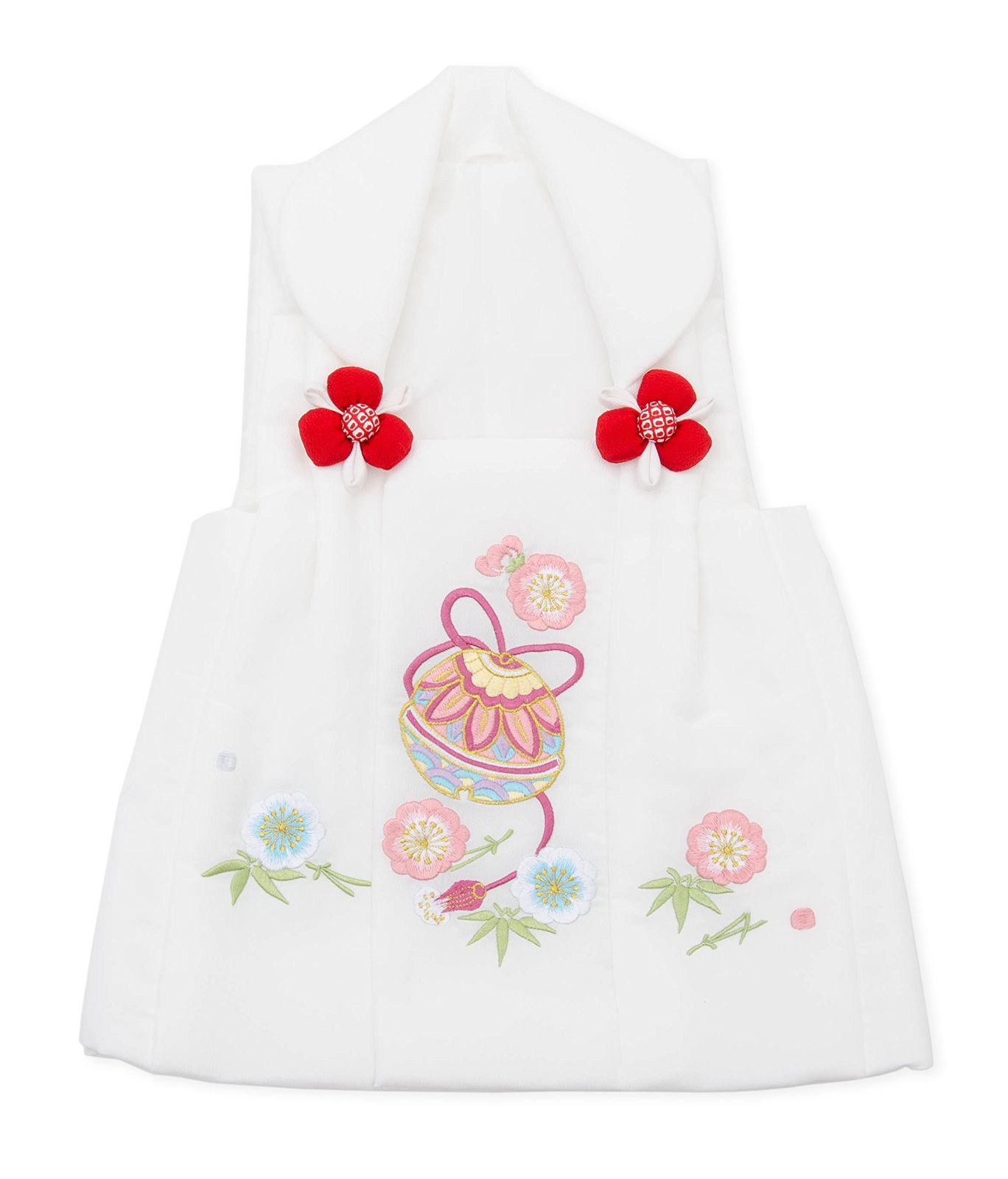 新品 七五三 3歳 三歳 被布コート 単品 女の子 白色 刺繍 桜 鈴 花ひめ 3390-00013