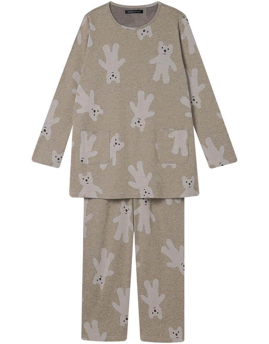 新品 Wacoal RELAX＆SLEEP(ワコール リラックス&スリープ)アツコマタノ パジャマ 綿100%(本体) ジャカード 長袖 長ズボン 3Lまで対応 大きいサイズ HDW510 ATSUKO MATANO GY L