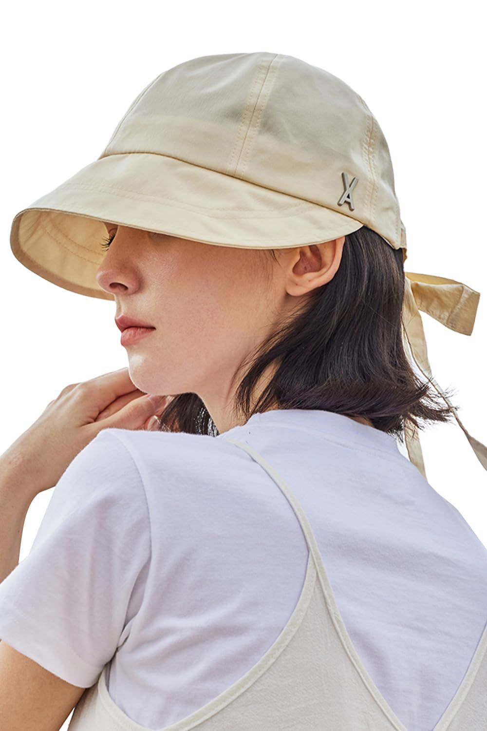 新品 VA Stud Ribbon Bonnet Hat Beige