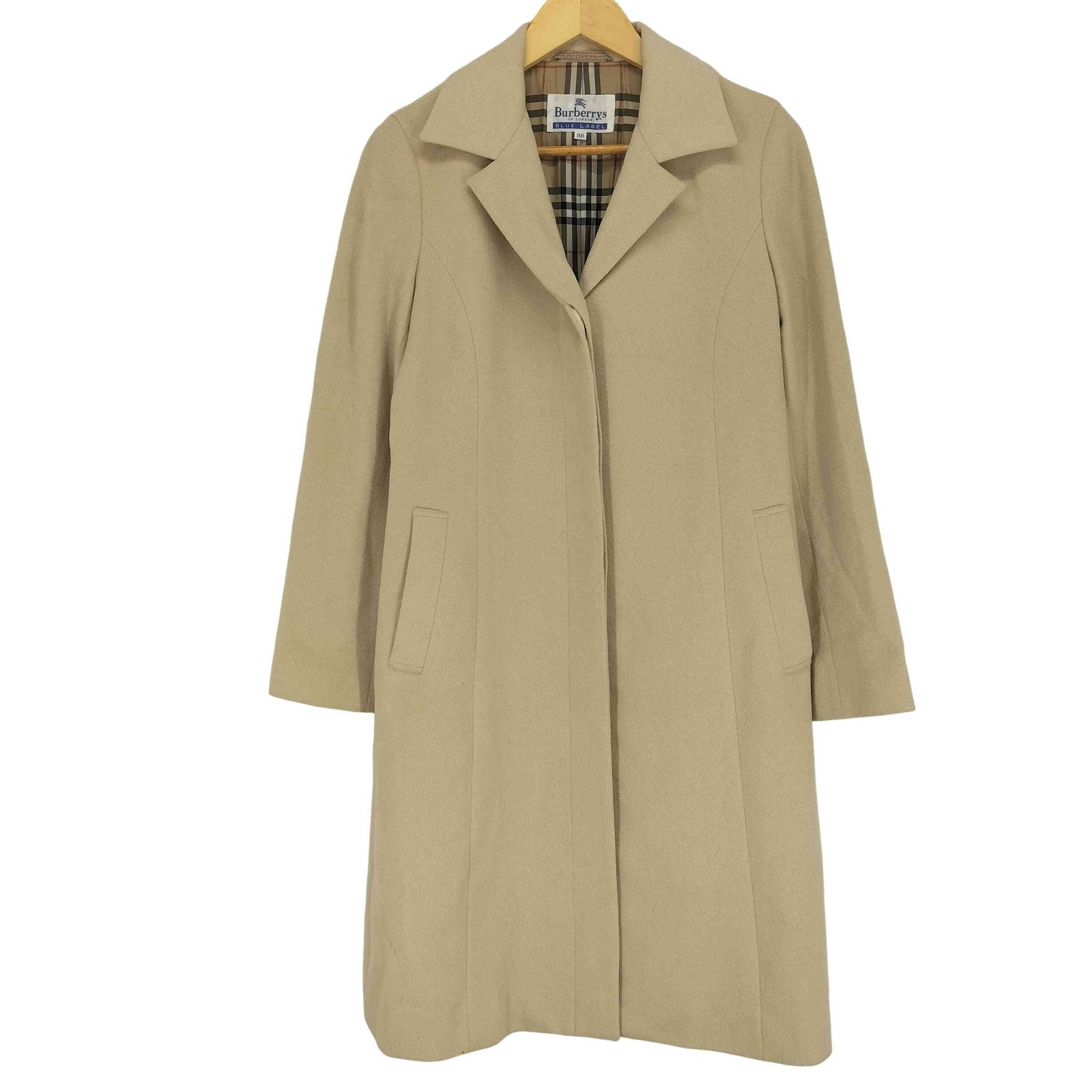 バーバリーブルーレーベル BURBERRY BLUE LABEL 裏地ノバチェック比翼チェスターコート レディース 表記無