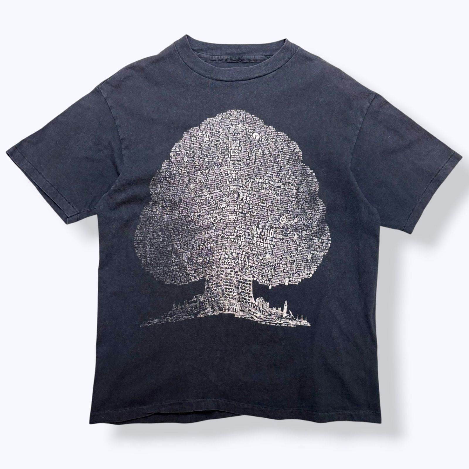90s Family Tree of Rock & Roll Music Print T-Shirts 90年代 ファミリーツリー ミュージシャン バンド ロック プリント Tシャツ シングルステッチ 古着 ヴィンテージ