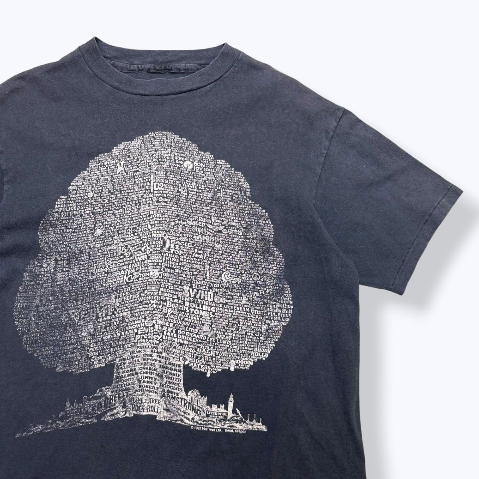 90s Family Tree of Rock & Roll Music Print T-Shirts 90年代