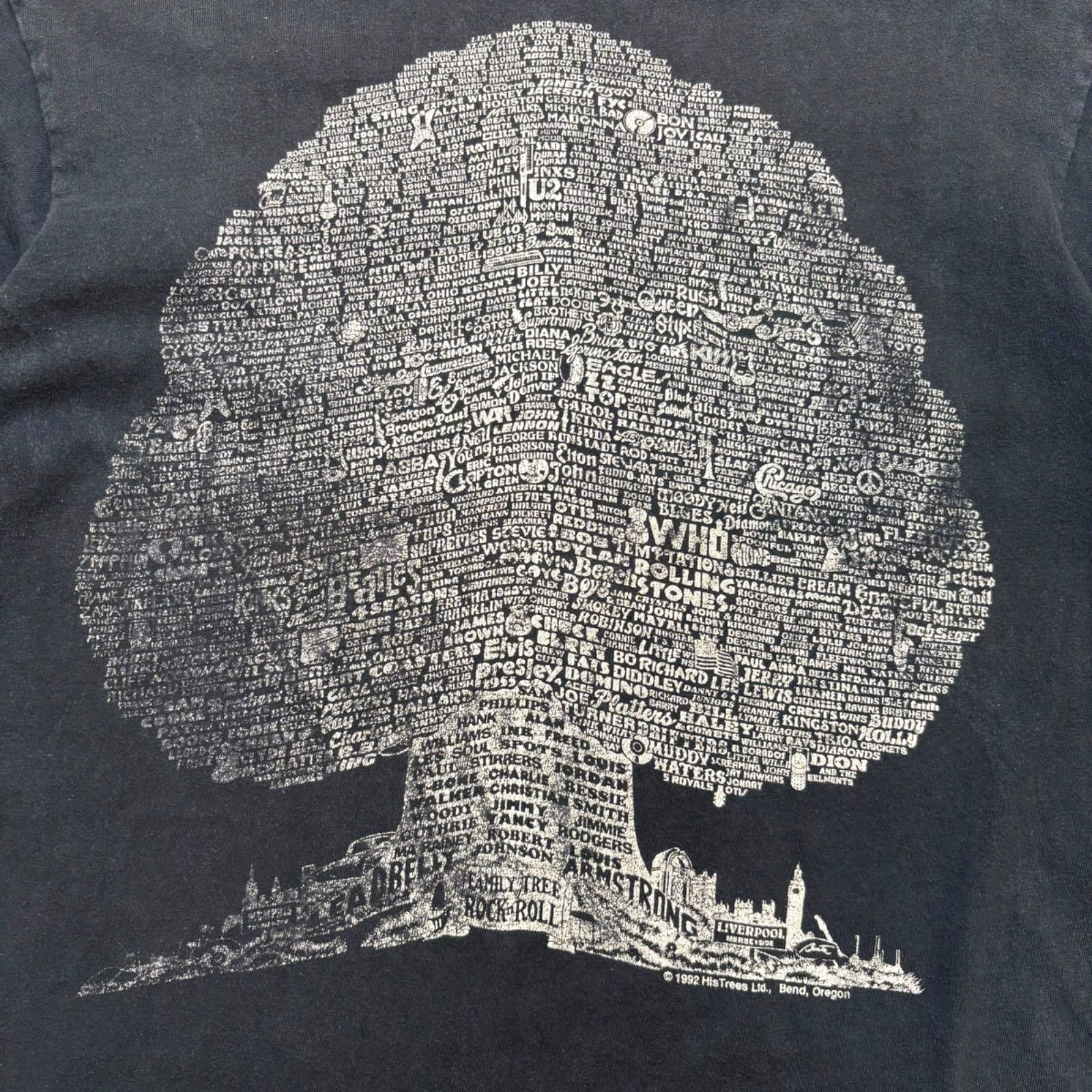 90s Family Tree of Rock & Roll Music Print T-Shirts 90年代