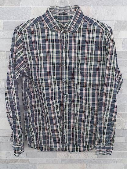 ◇ BEAMS ビームス 長袖 チェック シャツ S ネイビー レッド グリーン # 【1002797235107】