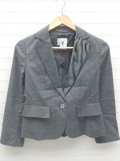 ◇ THE SUIT COMPANY she ザ スーツ カンパニー 1B 八分袖 テーラード ジャケット 36 グレー * 【1002797466037】