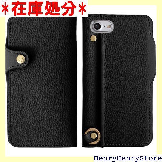 HUKURO iPhoneSE 第2世代 第3世代 / 8 / 7 手帳型 ケース 抗菌レザー 日本製 本革 スマホケース 落下防止 グリップ カバー ストラップホール 持ちやすい 左手持ち ブラック フクロ 898