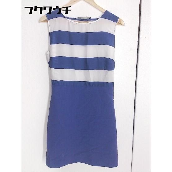 ◇ zara basic ザラ ベーシック ボーダー ノースリーブ ミニ ワンピース EUR S USA S MEX 26 ブルー ホワイト レディース 【中古】 【1002798947573】