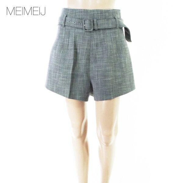 80%OFF 新品 メイメイジェイ MEIMEI J パンツ 40 EPT1174 Mサイズ グレー レディース ショートパンツ キュロットパンツ チェック柄 イタリア製
