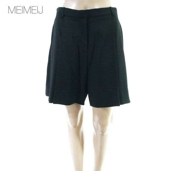 80%OFF 新品 メイメイジェイ MEIMEI J パンツ 40 EPT1178 Mサイズ ブラック レディース キュロットパンツ ショートパンツ タックプリーツ イタリア製